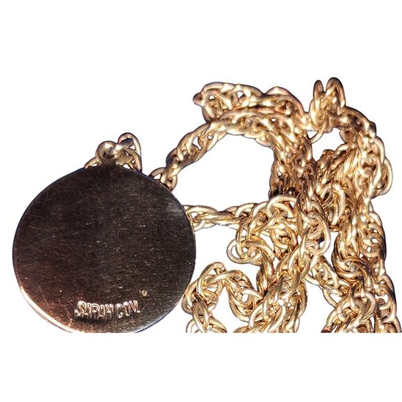 Vintage Sarah Coventry Pisces Zodiac Pendant Necklace Gold Tone Signed - Picture 2 of 2